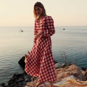 BNWT XS Dôen x HTH Charleston Dress St Ouen Cherry Plaid